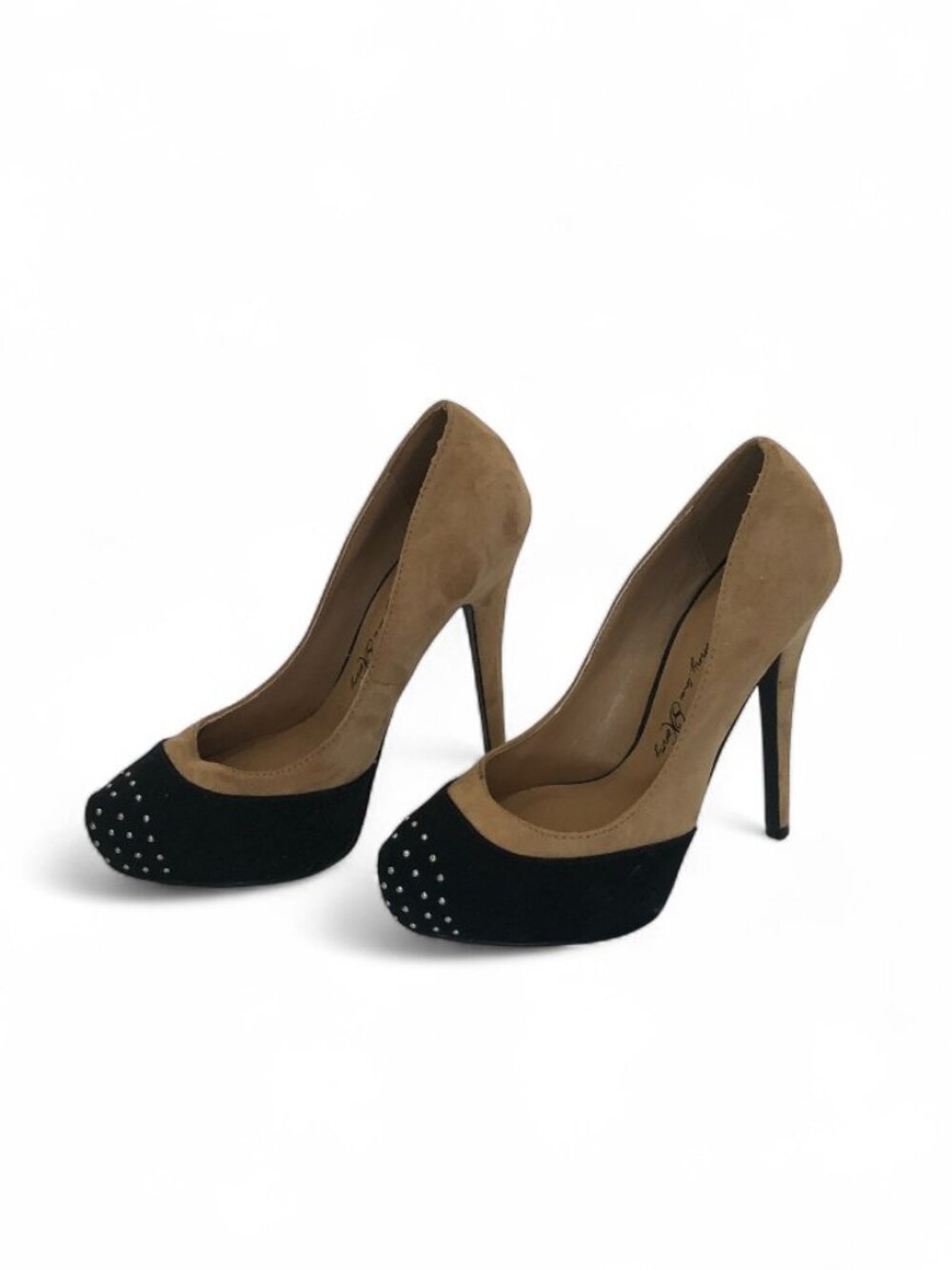 Penny Loves Kenny Women's Suede 5" Pumps Metallic Silver Studded Toe Size 7 New - Picture 4 of 16